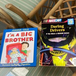 I’m A Big Brother book, Tonka truck book and NASCAR book
